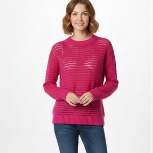 Express Hot Pink Open Knit Sweater Women’s Size Small
